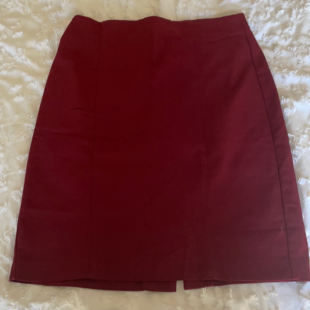 Wine red stretch pencil skirt